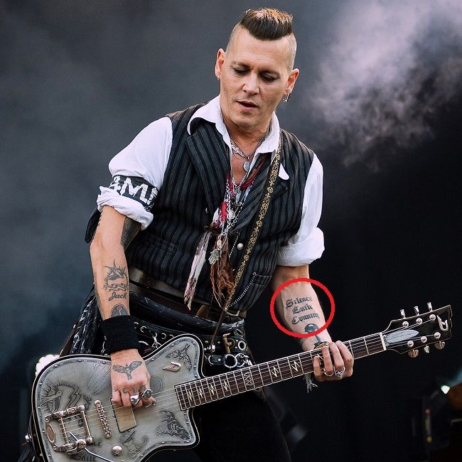 Silence Exile Cunning: Depp has a large tattoo on his right arm that reads Silence Exile Cunning, based on one of his favorite novels, “A Portrait of the Artist as a Young Man” by James Joyce. The tattoo reflects Depp’s artistic and rebellious spirit.