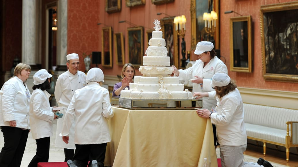 The wedding cake was designed to reflect different aspects of Britain. Its intricate design showcased the craftsmanship and creativity involved in its creation.